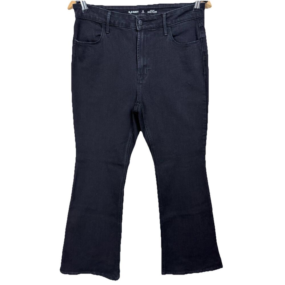 OLD NAVY Women's WOW Flare High Rise‎ Black DENIM JEANS SIZE 12 Short